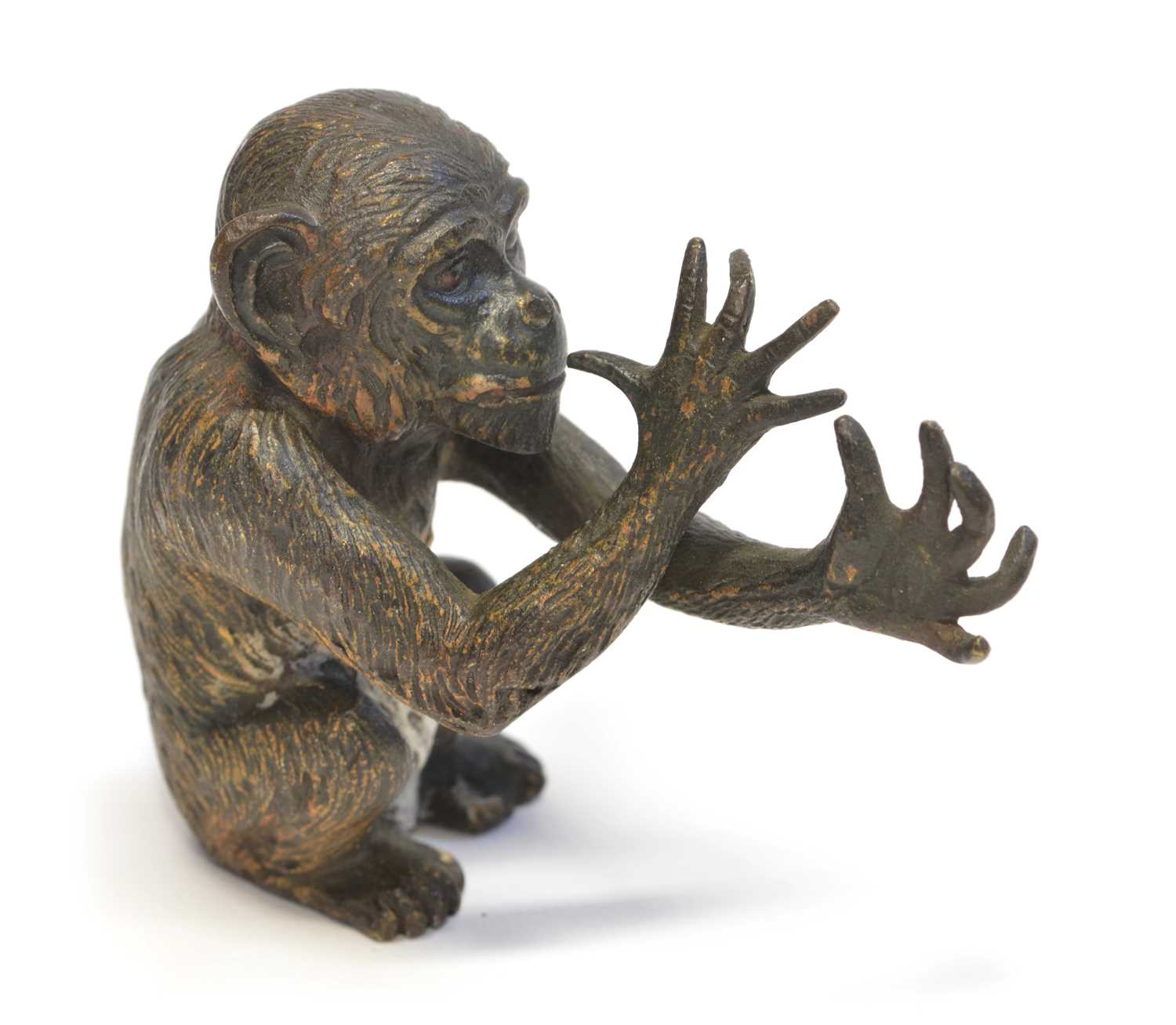 Lot 10 - Cold Painted Bronze Figure of a Monkey