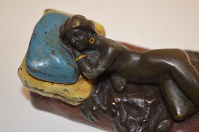Lot 2 - Cold Painted Bronze Figure of a Reclining Nude Lady with Removable Cover