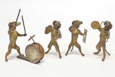 Lot 9 - Cold Painted Bronze Band of 10 Dog Musicians