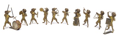 Lot 9 - Cold Painted Bronze Band of 10 Dog Musicians