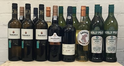 Lot 142 - 15 Bottles Mixed Lot Sherry Port and Vermouth