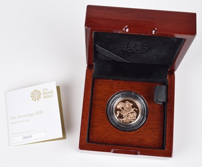 Lot 68 - Elizabeth II, Gold Proof Sovereign, 2020, with George III Royal Cypher on reverse.