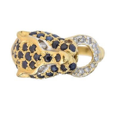 Lot 148 - A sapphire and diamond dress ring