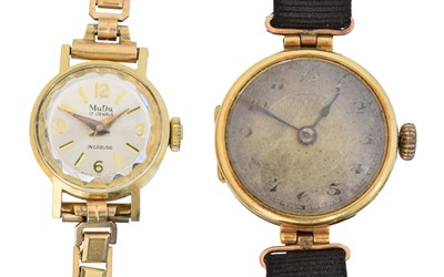 Lot 93 - Two 18ct gold cased watches