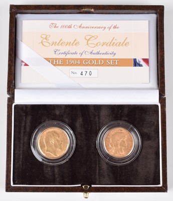 Lot 63 - Royal Mint 'The 1904 Gold Set' - celebrating the 100th Anniversary of the Entente Cordiale