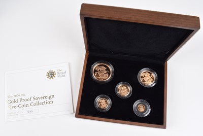 Lot 28 - Elizabeth II, United Kingdom, 2009, Gold Proof Sovereign Five-Coin Collection, Royal Mint.