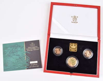 Lot 23 - Elizabeth II, United Kingdom, 2001, Gold Proof Three-Coin Sovereign Collection, Royal Mint.