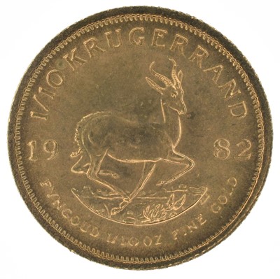 Lot 124 - South Africa, 1/10 Krugerrand, 1982, uncirculated.