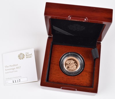 Lot 112 - 2017 Royal Mint, The Piedfort Sovereign, Gold Proof Coin.