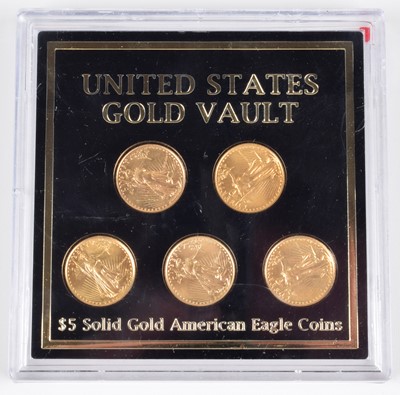 Lot 131 - United States of America, Cased set of five Five Dollars, Tenth Ounce Eagle Gold Coins (5).