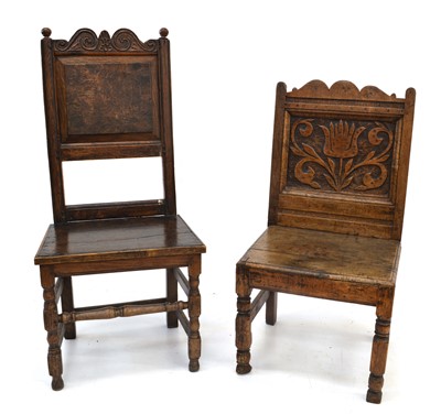 Lot 244 - 17th-century oak back stool