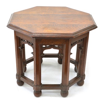 Lot 268 - 1930's stained oak gothic design occasional table