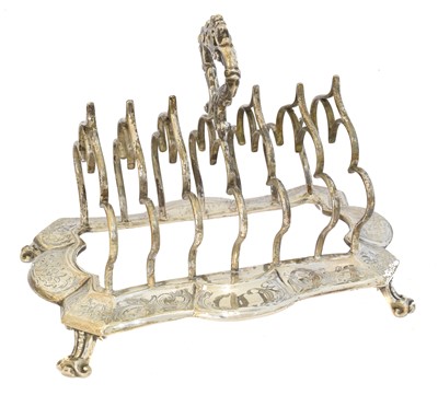 Lot 103 - A Victorian silver toast rack