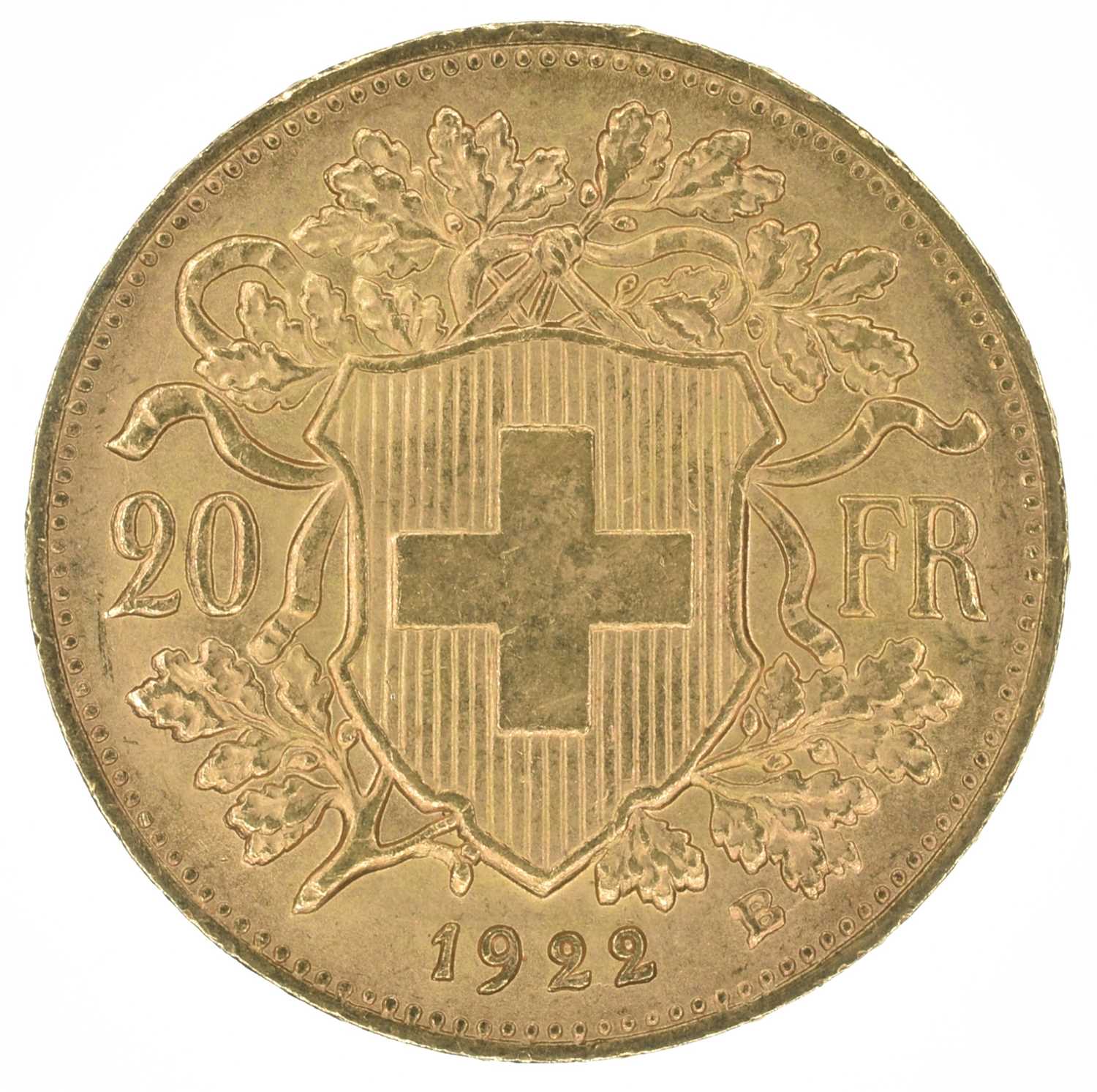 Lot 149 - Switzerland, Helvetia, 20 Francs, 1922 B,