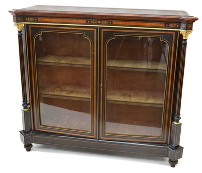 Lot 311 - Late 19th century ebonised display cabinet