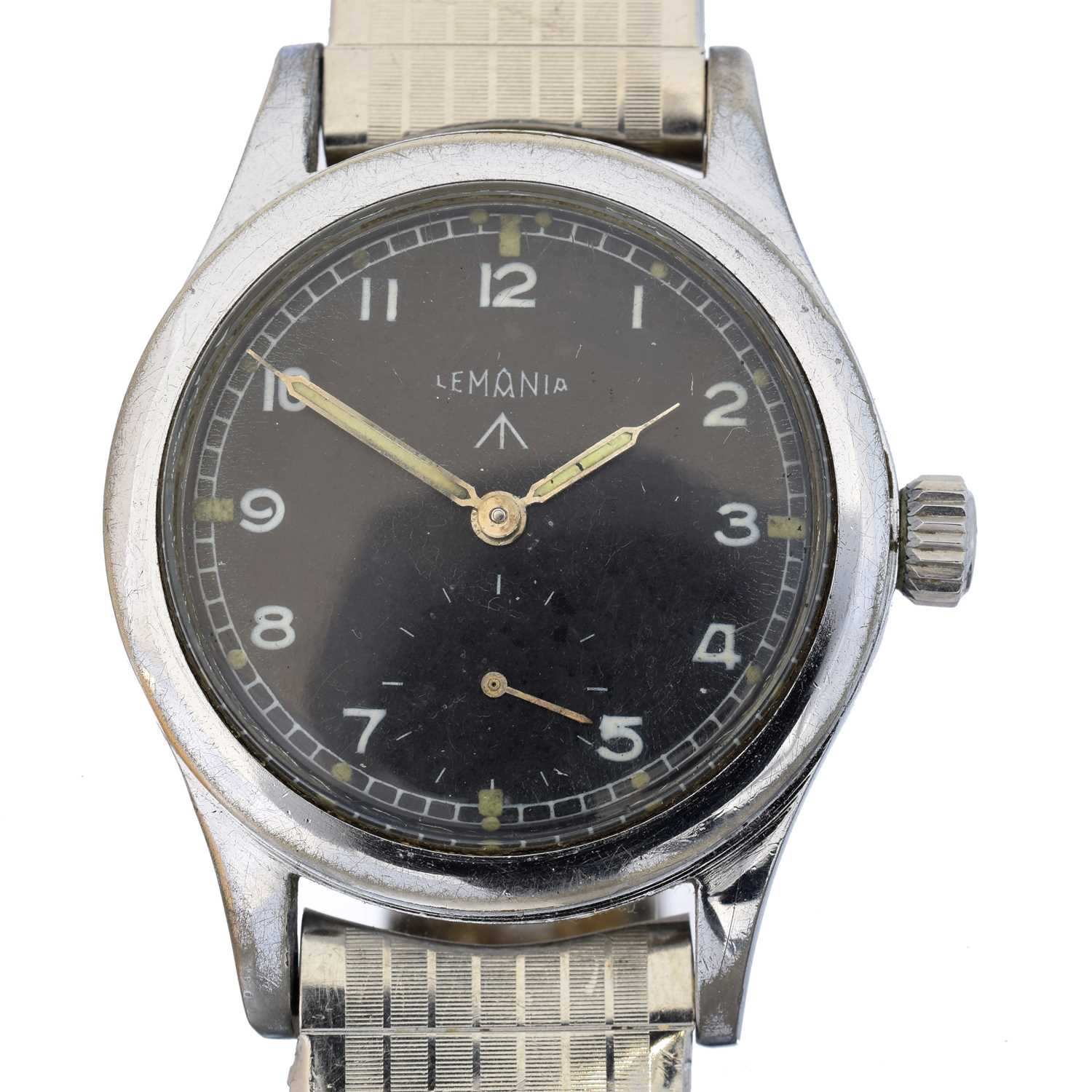 196 - A 1940s stainless steel Lemania 'Dirty Dozen' wristwatch,