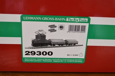 Lot 181 - LGB G Scale electric locomotive and two covered wagons 29300
