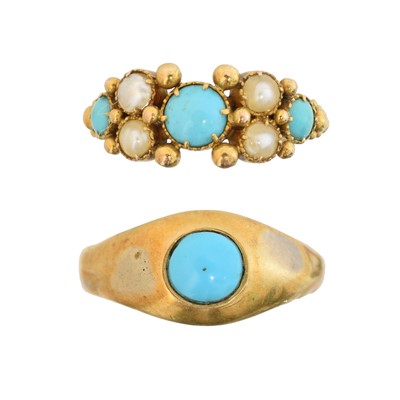 Lot 164 - Two turquoise dress rings