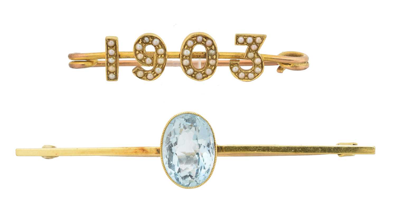 Lot 11 - Two early 20th century bar brooches