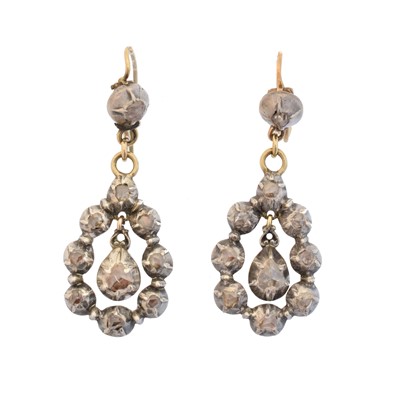 Lot 57 - A pair of diamond drop earrings
