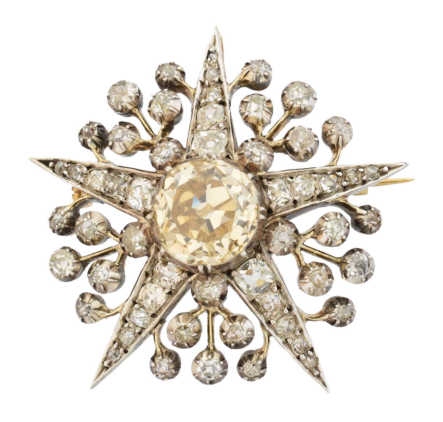 32 - A late 19th century diamond star brooch,