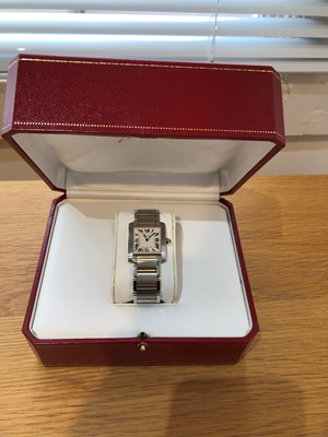 Lot 189 - A steel and gold Cartier Tank Francaise wristwatch