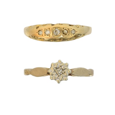 Lot 47 - Two 18ct gold diamond dress rings