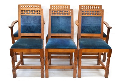 Lot 196 - Lizardman Refectory table and six dining chairs by Derek Slater
