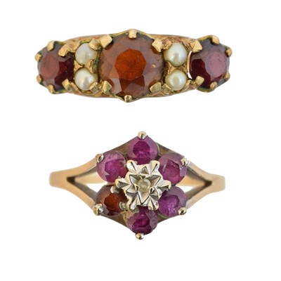 Lot 55 - Two 9ct gold gem-set dress rings