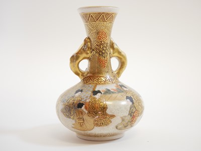 Lot 161 - Miniature Japanese Satsuma twin handled vase