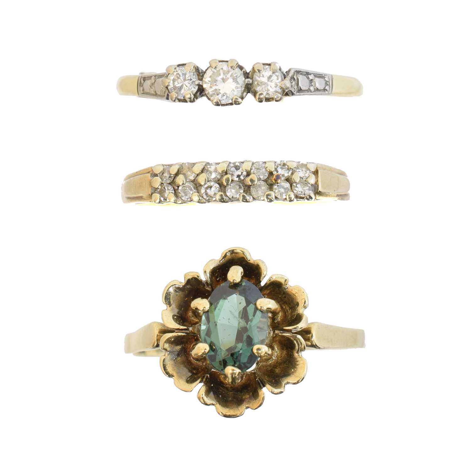 Lot 35 - Three gem-set dress rings
