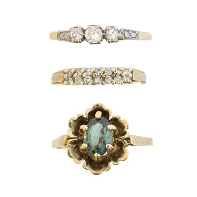 Lot 35 - Three gem-set dress rings