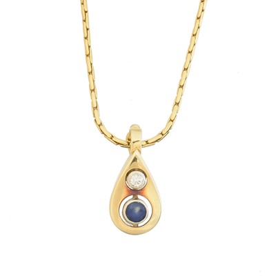 Lot 65 - A sapphire and diamond pendant