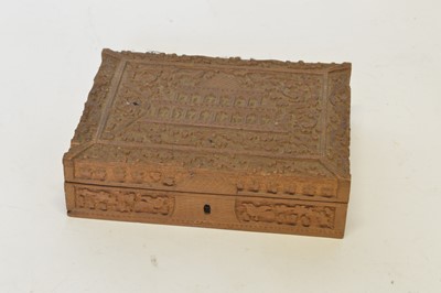 Lot 228 - Indian hardwood carved box containing over 300 mother of pearl gaming tokens