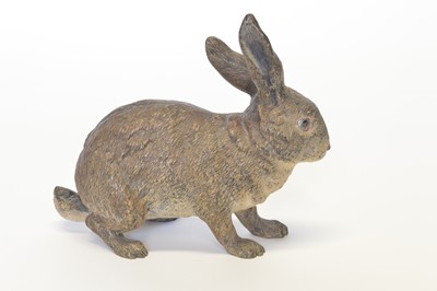 Lot 22 - Large Austrian cold painted bronze model of a rabbit attributed to Franz Bergman
