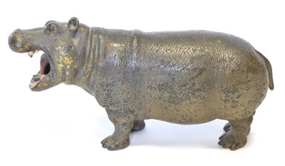 Lot 25 - Cold painted bronze hippo