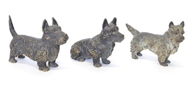 Lot 51 - Three cold painted bronze terriers