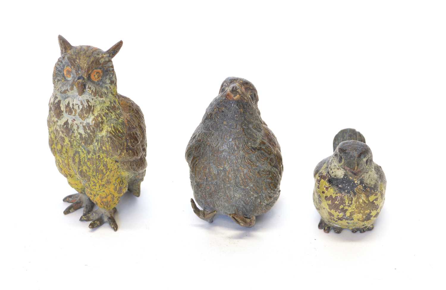 Lot 36 - Three small cold painted bronze