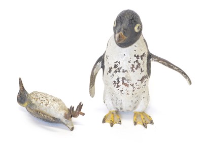 Lot 33 - Three cold painted bronze penguins