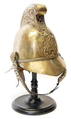 Lot 258 - Victorian fireman's brass helmet