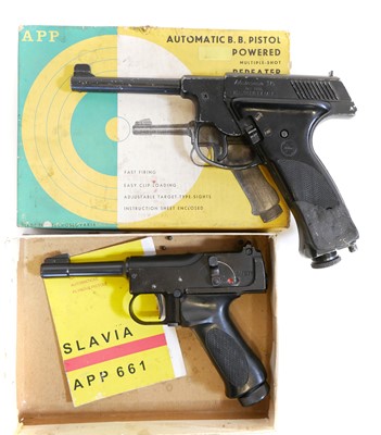 Lot 107 - Two CO2 Plainsman air pistols, one with box