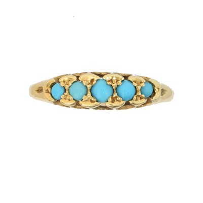 Lot 37 - An 18ct gold turquoise five stone ring by Alabaster & Wilson