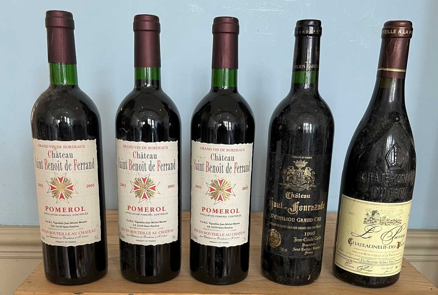 Lot 6 - 5 Bottles Mixed Lot Claret and Chateauneuf du Pape