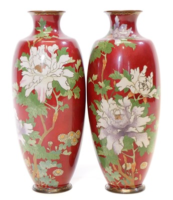 Lot 163 - Pair of Japanese Cloisonne vases