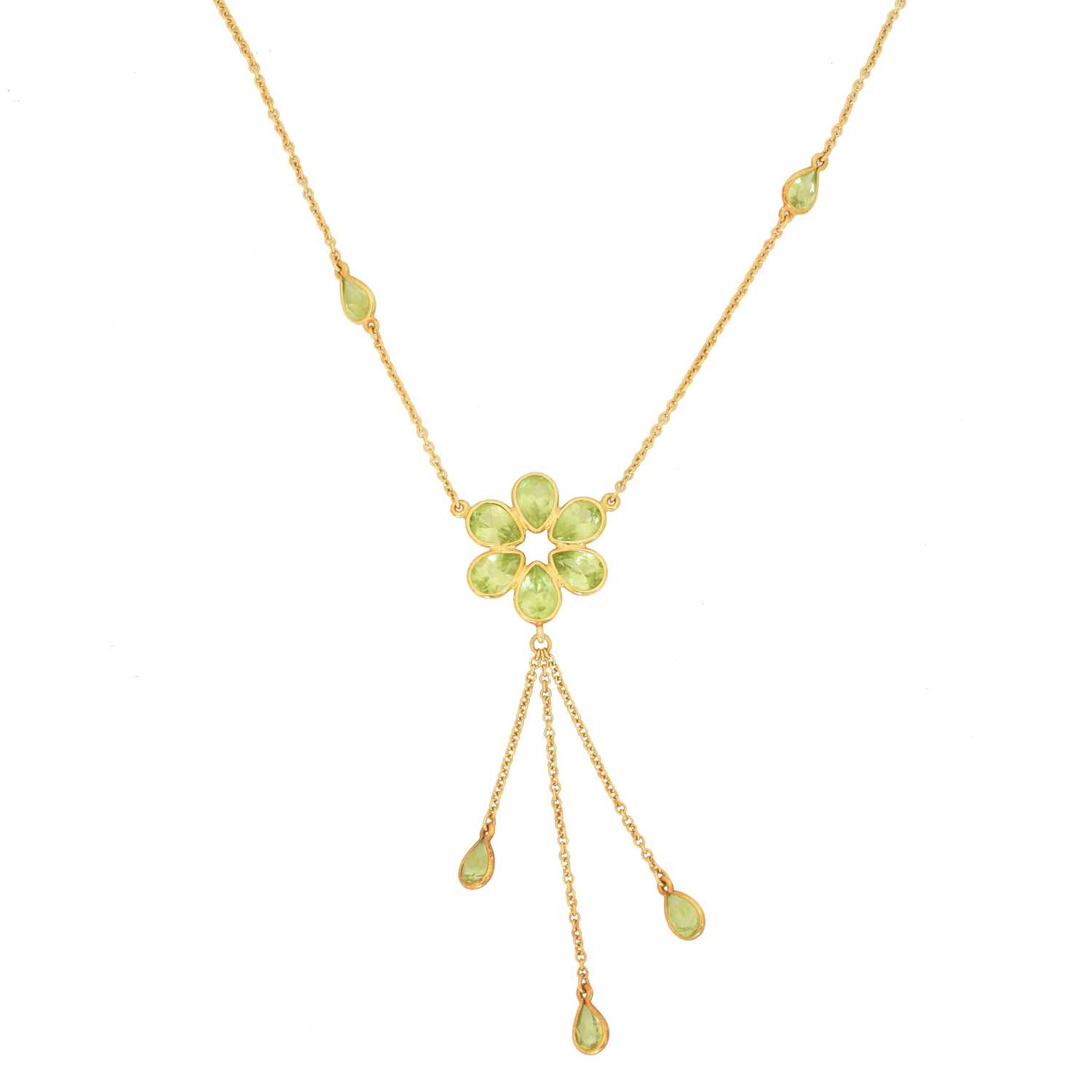 Lot An 18ct gold peridot necklace