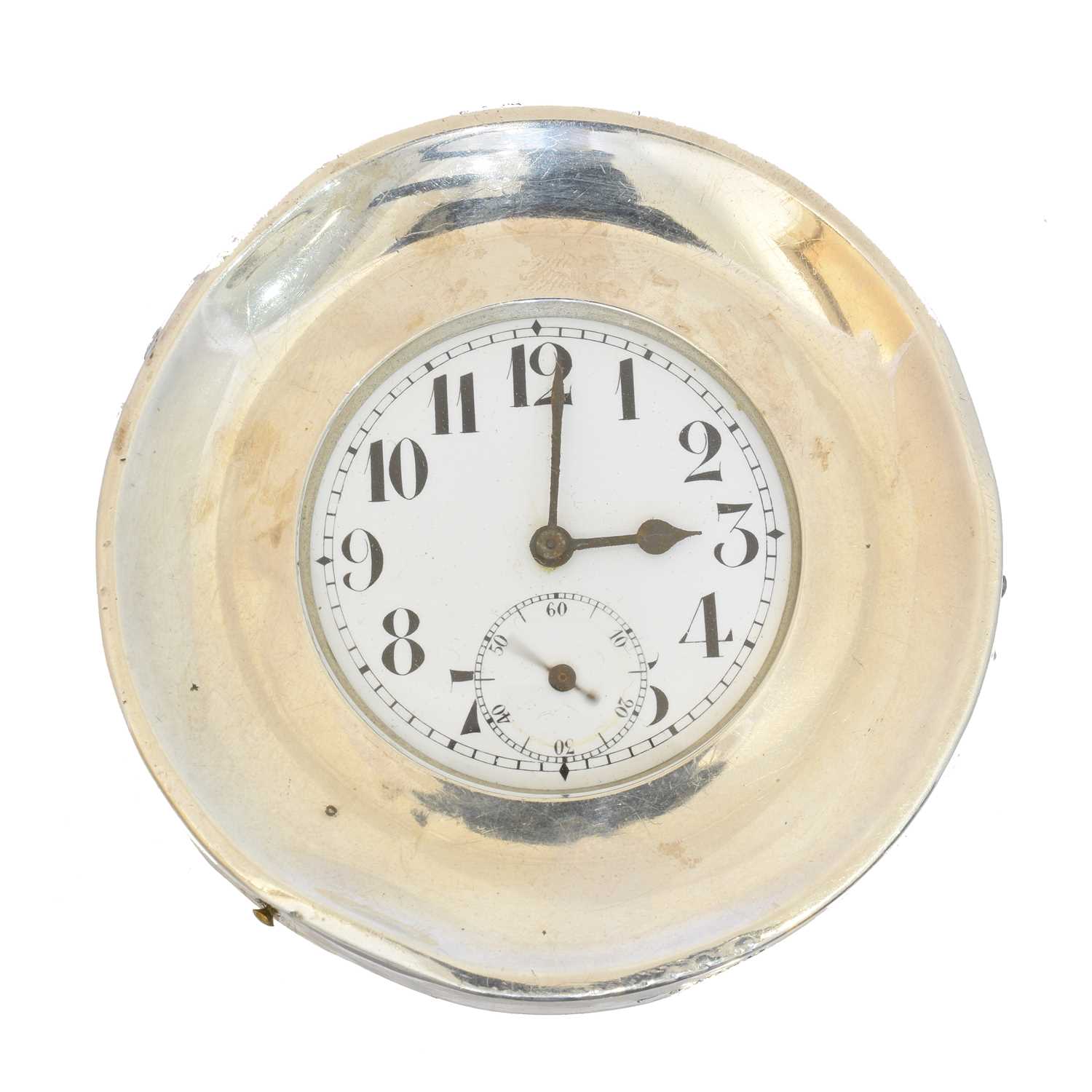 Lot 176 - A George V silver mounted alarm clock