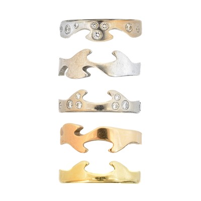 Lot 100 - Five 18ct gold 'Fusion' rings by Georg Jensen