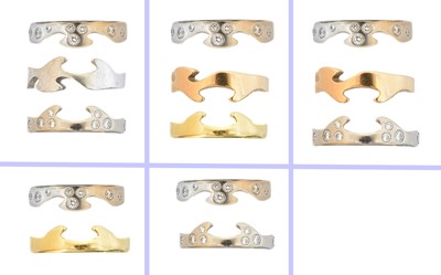 Lot 100 - Five 18ct gold 'Fusion' rings by Georg Jensen