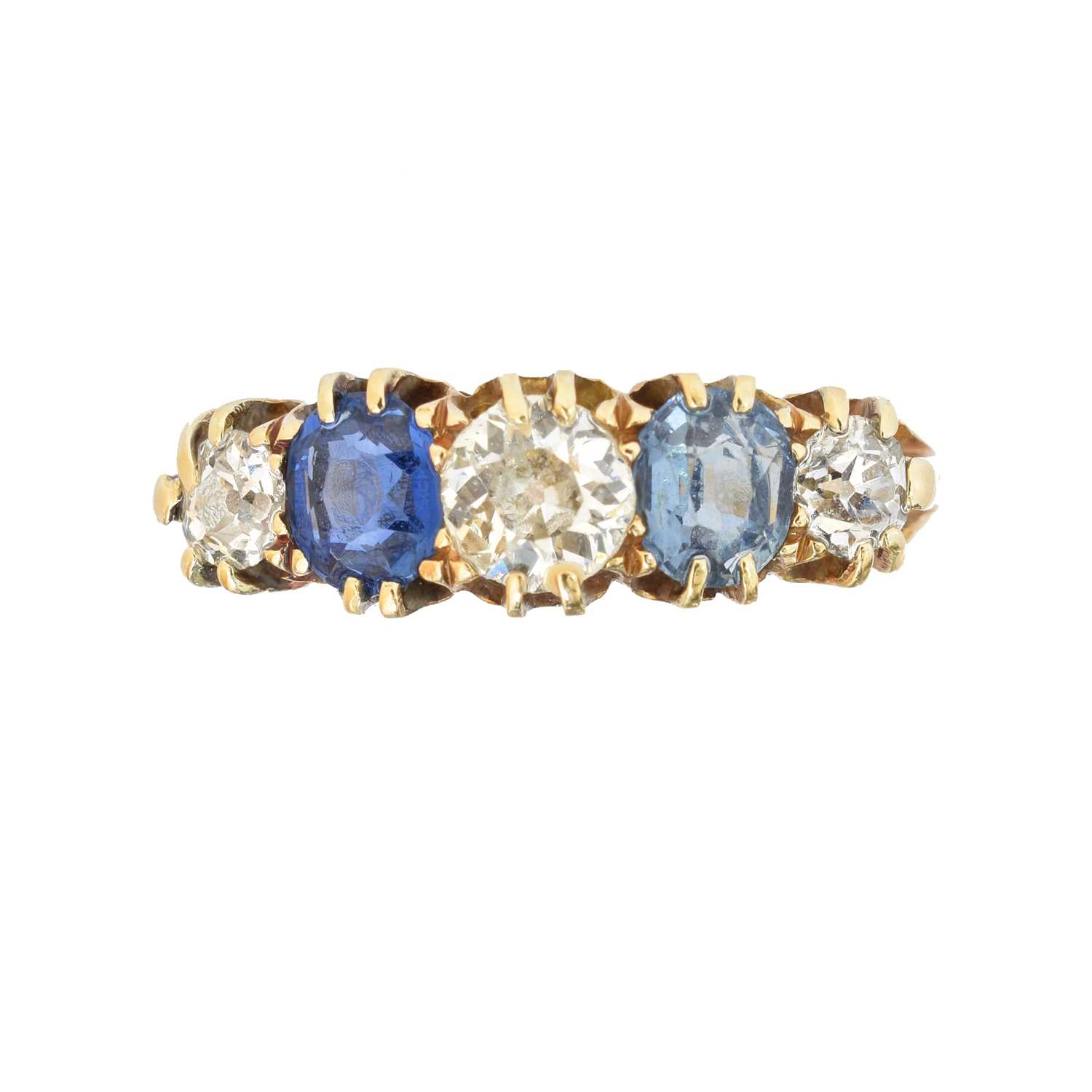 Lot 138 - A sapphire and diamond five stone ring by Deakin & Francis