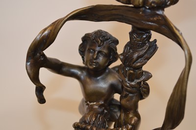 Lot 208 - Decorative Bronze table lamp with Mermaid and Cherub